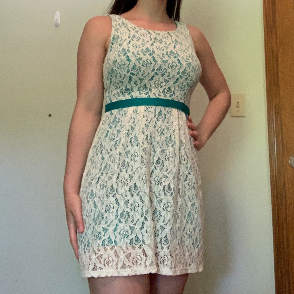 BOGO Teal Lace Open Back Dress